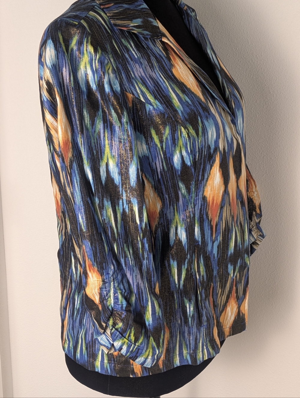 Chico's Women's Linen Blend 3/4 Sleeve Lightweight Jacket Colorful Chic SZ M EUC - Picture 4 of 9